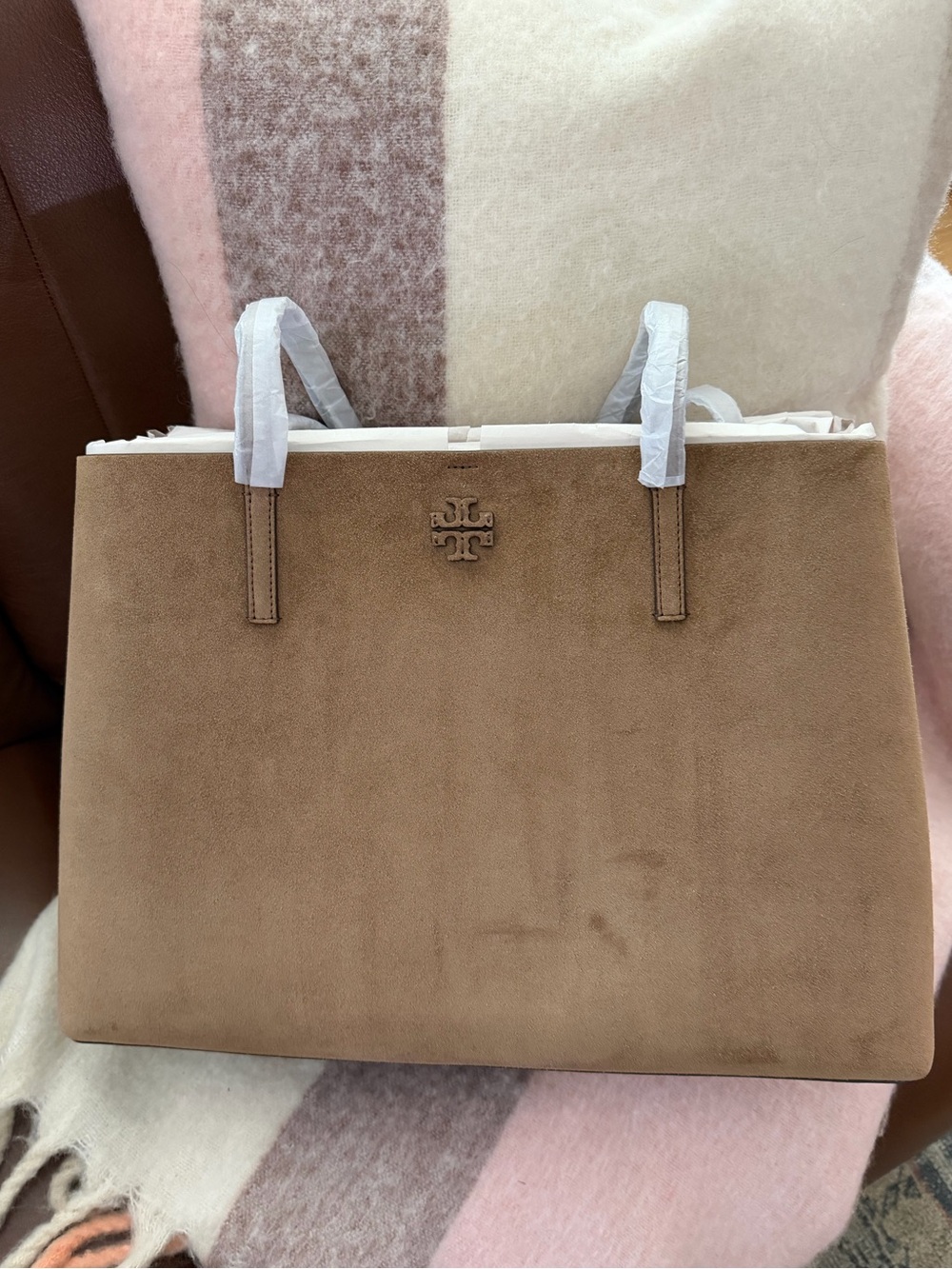 Tory Burch Limited Edition Suede Tote Bag in River Rock - New with Tags